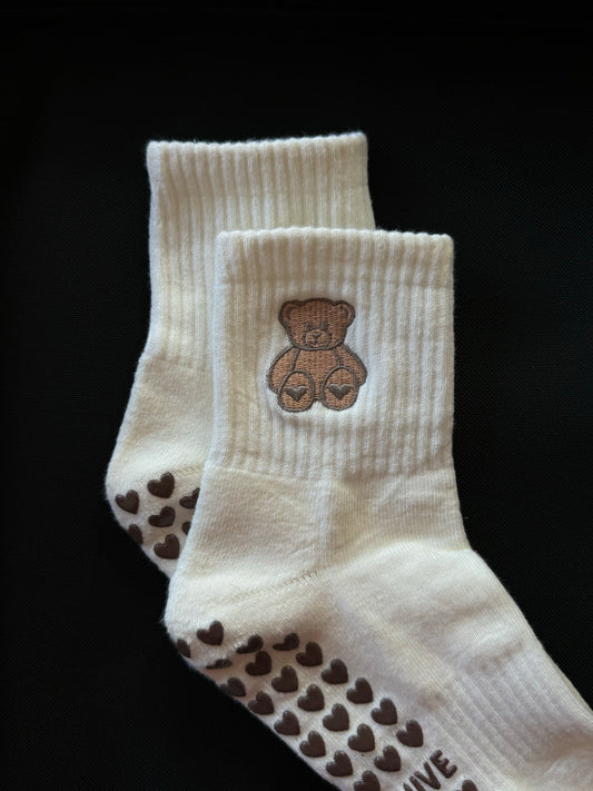 Brown Teddy Bear Ankle Sock